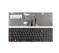 Клавиатура для ноутбука Lenovo Ideapad G580, G585, N580, P585, V580 Series. Плоский Enter. Черная, с черной рамкой. PN: AELZ3700060.