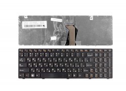 Клавиатура для ноутбука Lenovo Ideapad G580, G585, N580, P585, V580 Series. Плоский Enter. Черная, с черной рамкой. PN: AELZ3700060.