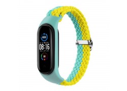 Ремешок тканевый плетеный для XIAOMI MI Band 3/MI Band 4 двухцветный желто-бирюзовый