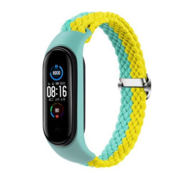 Ремешок тканевый плетеный для XIAOMI MI Band 3/MI Band 4 двухцветный желто-бирюзовый