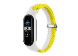 Ремешок тканевый плетеный для XIAOMI MI Band 3/MI Band 4 двухцветный желто-белый
