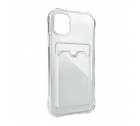 Чехол силиконовый iPhone 12 Pro с отделением под карту (прозрачный)