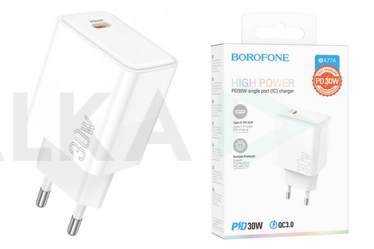 Сетевое зарядное устройство USB-C BOROFONE BA77A PD 30W (белый)