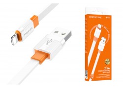 Кабель USB - Lightning BOROFONE BX89 2,4A (бело-оранжевый) 1м 