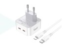 Сетевое зарядное устройство 2USB-C + кабель Lightning - Type-C BOROFONE BA76A PD35W (белый)