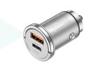 Автомобильное зарядное устройство АЗУ USB + USB-C HOCO NZ10 Handy QC3.0 + PD25W (серебряный)