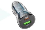 Автомобильное зарядное устройство АЗУ USB + Type-C HOCO Z47A Transperent PD30W+QC3.0 (черный прозрачный)