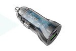Автомобильное зарядное устройство АЗУ USB + Type-C HOCO Z47A Transperent PD30W+QC3.0 (черный прозрачный)