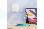 Сетевое зарядное устройство 2USB-C + кабель Type-C-Type-C HOCO C110A Luckyl PD35W + QC3.0 (белый)