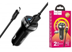 Автомобильное зарядное устройство АЗУ 2USB + кабель Type-C HOCO Z40 Superior 2400mAh (черный)