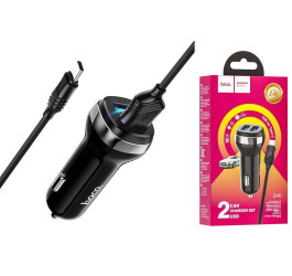 Автомобильное зарядное устройство АЗУ 2USB + кабель Type-C HOCO Z40 Superior 2400mAh (черный)