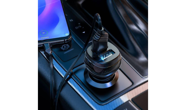 Автомобильное зарядное устройство АЗУ 2USB + кабель Type-C HOCO Z40 Superior 2400mAh (черный)