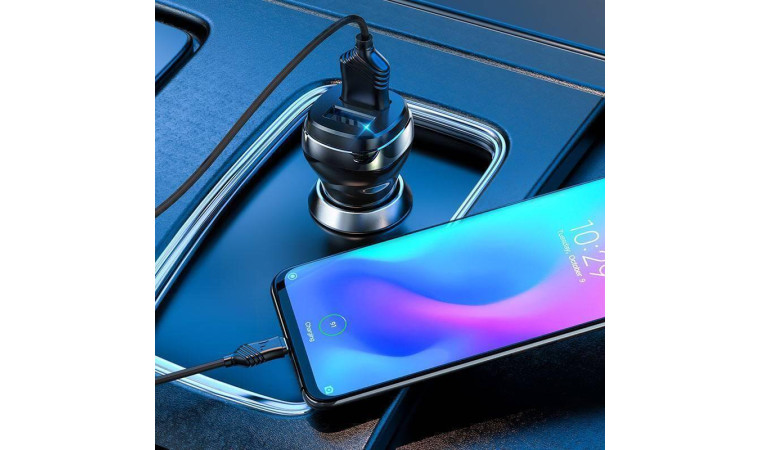 Автомобильное зарядное устройство АЗУ 2USB + кабель Type-C HOCO Z40 Superior 2400mAh (черный)