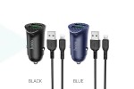 Автомобильное зарядное устройство АЗУ 2USB + кабель Lightning HOCO Z39 (черный)