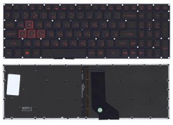 Клавиатура для ноутбука Acer Nitro 5 AN515-51 черная с красной подсветкой