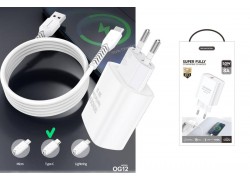 SENDEM OG12 Белый ЗУ с USB + кабель Type-C (QC3.0, 5000mA)