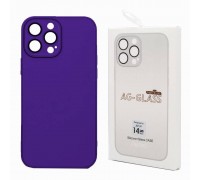 Чехол стекло + силикон для iPhone 14 (6,1) AG-GLASS ( темно-фиолетовый)