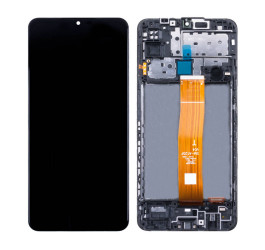 Дисплей для Samsung M127F Galaxy M12 Black в сборе с тачскрином + рамка, org