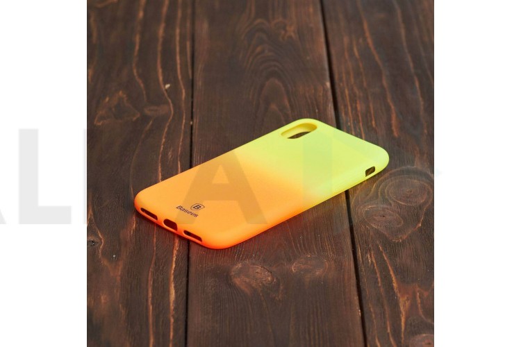 Чехол силиконовый iPhone X Baseus (желто-красный)