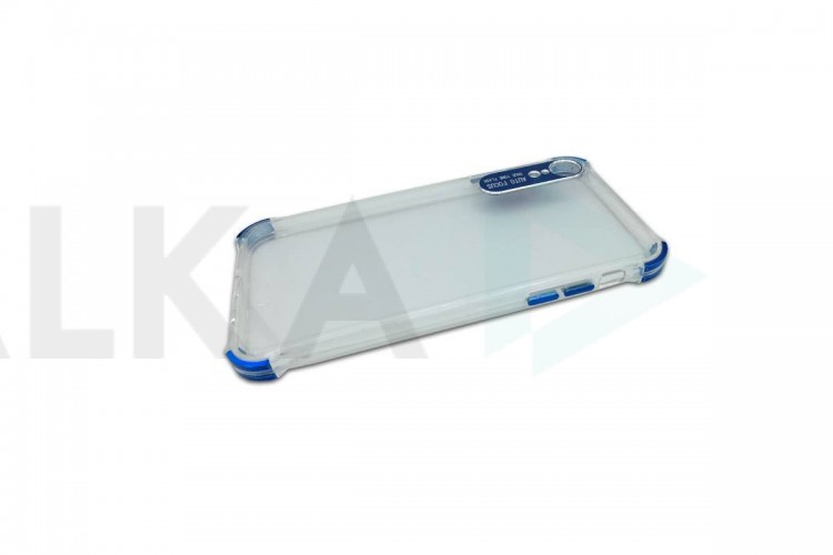 Чехол для iPhone XR AUTO FOCUS (прозрачный) (синий)