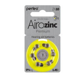 Батарейка часовая для слуховых аппаратов Perfeo ZA10/6BL Airozinc Premium