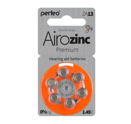 Батарейка часовая для слуховых аппаратов Perfeo ZA13/6BL Airozinc Premium