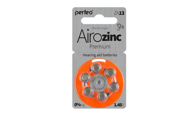 Батарейка часовая для слуховых аппаратов Perfeo ZA312/6BL Airozinc Premium Батарейка часовая для слуховых аппаратов Perfeo ZA312/6BL Airozinc Premium