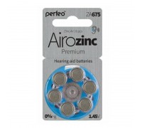 Батарейка часовая для слуховых аппаратов Perfeo ZA675/6BL Airozinc Premium