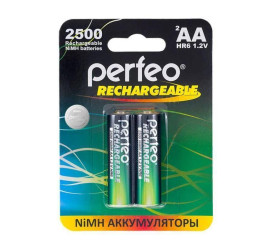 Аккумулятор Ni-MH Perfeo AA 2500mAh/2BL (Картонный блистер, цена за 2 штуки)