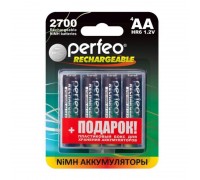 Аккумулятор Ni-MH Perfeo AA 2700mAh/4BL+BOX (Картонный блистер, цена за 4 штуки)