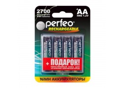 Аккумулятор Ni-MH Perfeo AA 2700mAh/4BL+BOX (Картонный блистер, цена за 4 штуки)