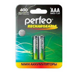 Аккумулятор Ni-MH Perfeo AAA 400mAh/2BL (Картонный блистер, цена за 2 штуки)