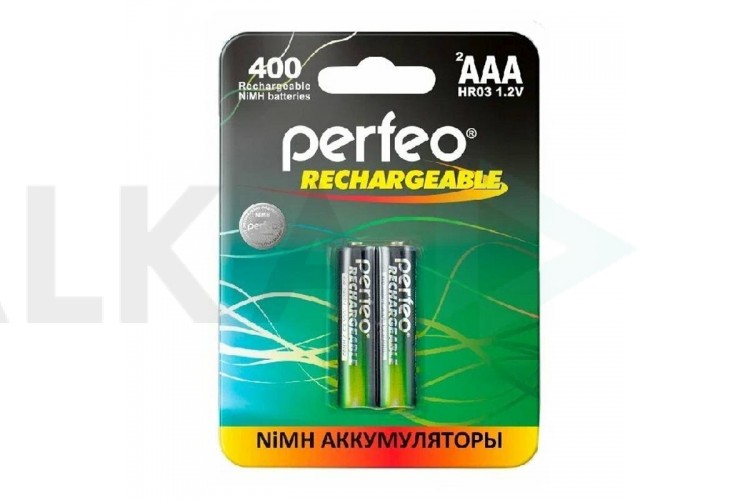 Аккумулятор Ni-MH Perfeo AAA 400mAh/2BL (Картонный блистер, цена за 2 штуки)