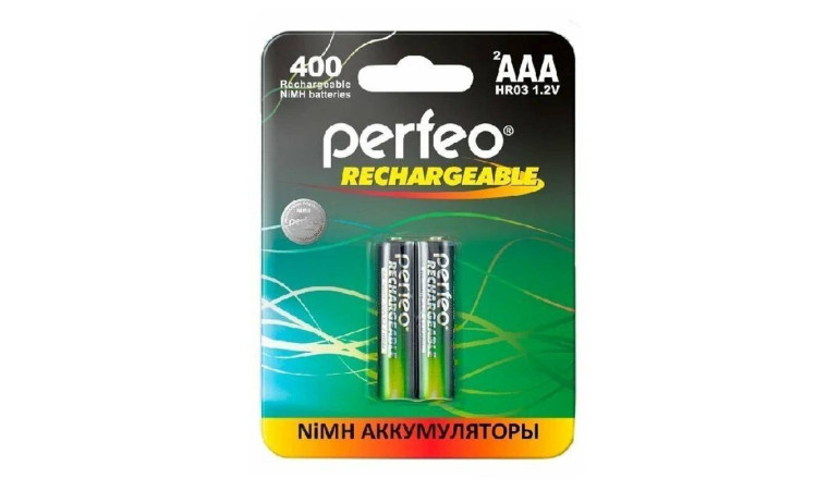 Аккумулятор Ni-MH Perfeo AAA 400mAh/2BL (Картонный блистер, цена за 2 штуки)