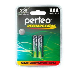 Аккумулятор Ni-MH Perfeo AAA 550mAh/2BL (Пластиковый блистер, цена за 2 штуки)