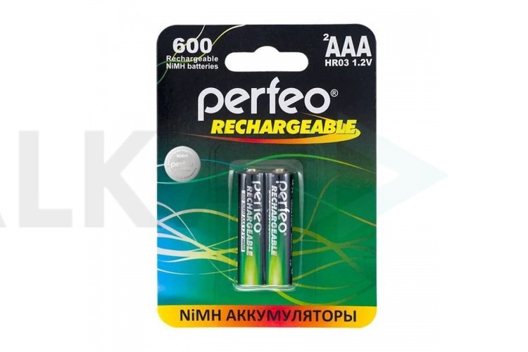 Аккумулятор Ni-MH Perfeo AAA 600mAh/2BL (Картонный блистер, цена за 2 штуки)