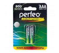 Аккумулятор Ni-MH Perfeo AAA 800mAh/2BL (Картонный блистер, цена за 2 штуки)