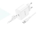 Сетевое зарядное устройство USB-C+ кабель Type-C - Type-C BOROFONE BA81A PD20W (белый)