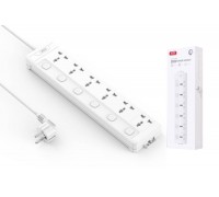 Сетевой удлинитель XO WL18 (EU) Long row 6AC socket with independent switch (белый)