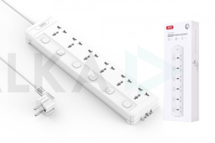 Сетевой удлинитель XO WL18 (EU) Long row 6AC socket with independent switch (белый)