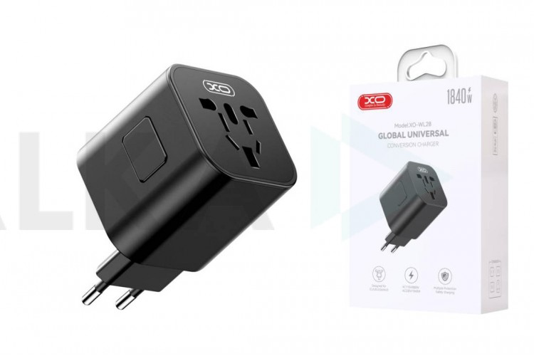 Сетевое зарядное устройство XO WL28 International Universal Travel Converter Plugs Black