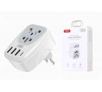 Сетевое зарядное устройство 3USB + USB-C XO WL26 EU to Multi-Country Universal Wall Plug 1USB-C+3USB-A Multi-Port Output Charger White