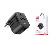 Сетевое зарядное устройство 2USB + USB-C XO WL13 20W Universal Travel Charging Black