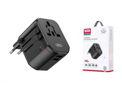 Сетевое зарядное устройство 2USB + USB-C XO WL13 20W Universal Travel Charging Black