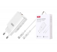 Сетевое зарядное устройство USB + USB-C XO CE17(EU) 65W GaN Fast Charger (1USB-C 65W/1USB-A 22.5W) White