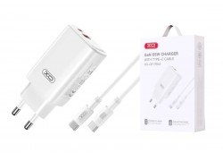 Сетевое зарядное устройство USB + USB-C XO CE17(EU) 65W GaN Fast Charger (1USB-C 65W/1USB-A 22.5W) White