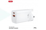 Сетевое зарядное устройство USB + USB-C XO CE17(EU) 65W GaN Fast Charger (1USB-C 65W/1USB-A 22.5W) White