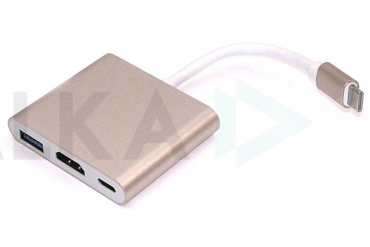 Разветвитель USB HUB Type-C (M) --> HDMI (F) + USB3.0 (F) + Type-C (F)