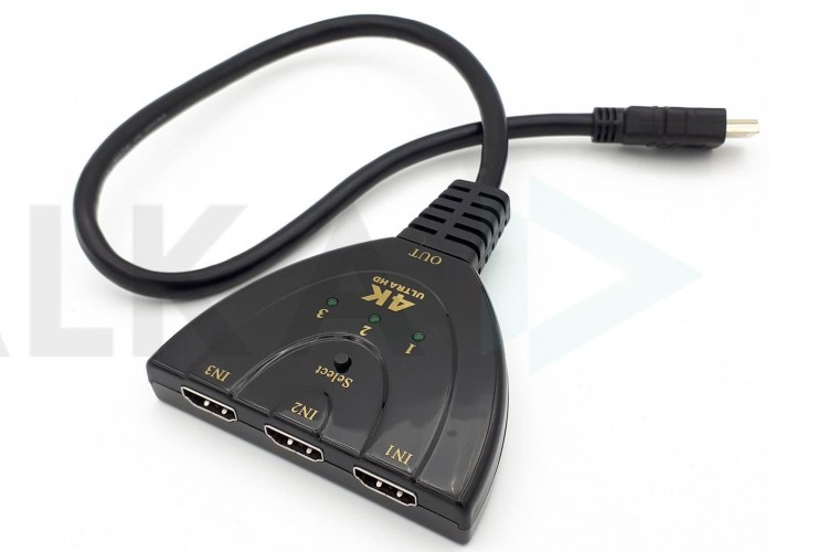 Переключатель 3 HDMI (мама) - HDMI (папа) UltraHD 4K