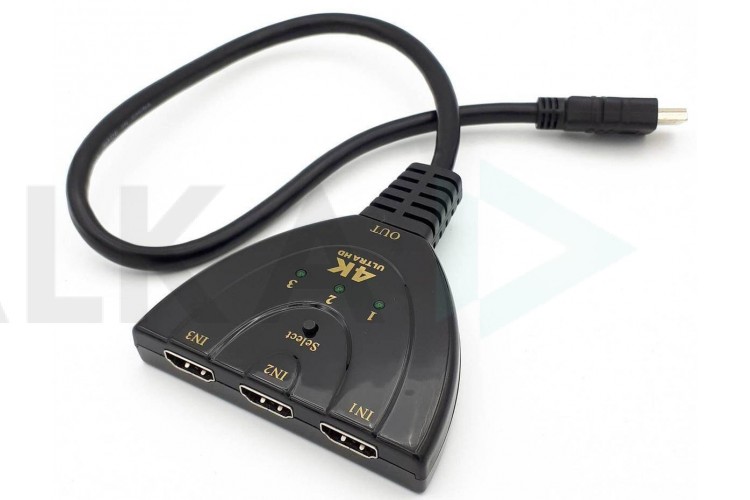 Переключатель 3 HDMI (мама) - HDMI (папа) UltraHD 4K